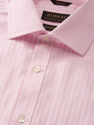 Bertolucci Pink Striped Full sleeve double cuff Classic Fit Classic Formal Cotton Shirt