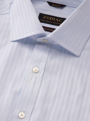Bertolucci Sky Striped Full sleeve double cuff Classic Fit Classic Formal Cotton Shirt