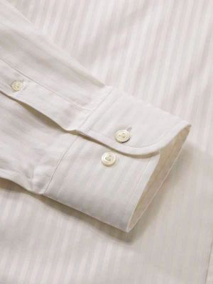 Bertolucci Cream Striped Full sleeve single cuff Classic Fit Classic Formal Cotton Shirt