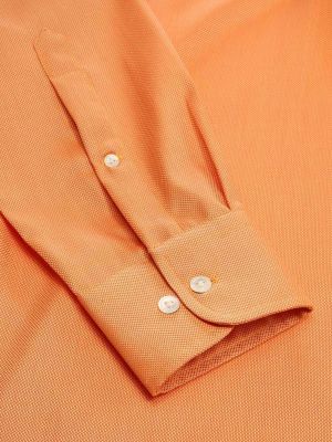 Marzeno Orange Solid Full sleeve single cuff Classic Fit Semi Formal Dark Cotton Shirt