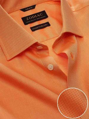 Marzeno Orange Solid Full sleeve single cuff Tailored Fit Semi Formal Dark Cotton Shirt