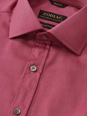 Marzeno Dark Pink Solid Full sleeve single cuff Classic Fit Semi Formal Dark Cotton Shirt
