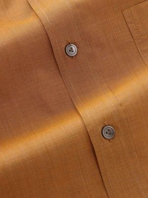 Carletti Ochre Solid Full sleeve single cuff Classic Fit Semi Formal Dark Cotton Shirt
