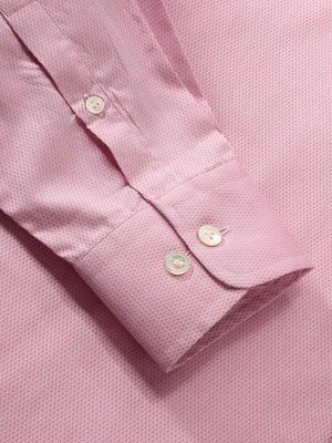 Carletti Pink Solid Full sleeve single cuff Tailored Fit Classic Formal Cotton Shirt