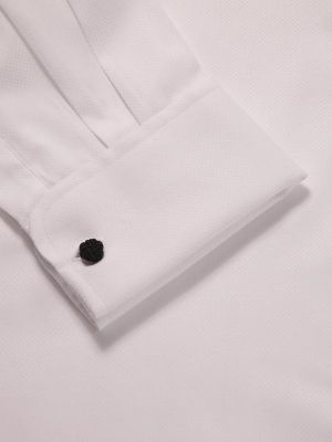 Cione White Solid Full sleeve double cuff Classic Fit Classic Formal Cotton Shirt