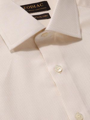Cione Cream Solid Full sleeve double cuff Tailored Fit Classic Formal Cotton Shirt