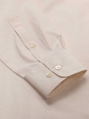 Da Vinci Cream Solid Full sleeve single cuff Tailored Fit Classic Formal Cotton Shirt