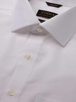 Da Vinci White Solid Full sleeve single cuff Tailored Fit Classic Formal Cotton Shirt