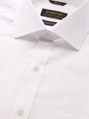 Da Vinci White Solid Full sleeve double cuff Classic Fit Classic Formal Cotton Shirt
