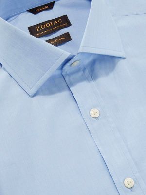 Fil A Fil Sky Solid Full Sleeve Classic Fit Classic Formal Cotton Shirt
