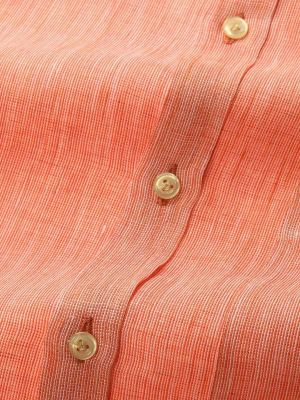 Fil A Fil Orange Solid Full sleeve single cuff Classic Fit Semi Formal Linen Shirt