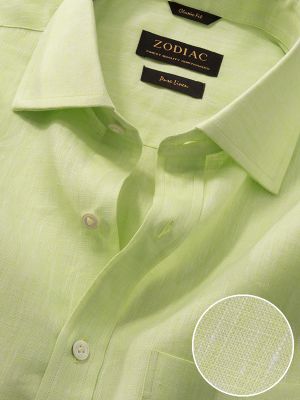 Positano Lime Solid Full Sleeve Classic Fit Semi Formal Linen Shirt