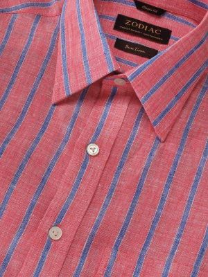 Positano Red Striped Half sleeve Classic Fit Semi Formal Linen Shirt