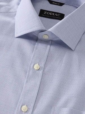 Mazzaro Blue Check Full sleeve single cuff Classic Fit Classic Formal Cotton Shirt