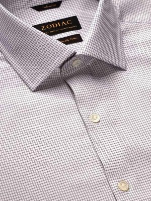 Novella Light Grey Check Full sleeve single cuff Tailored Fit Semi Formal Cotton Shirt