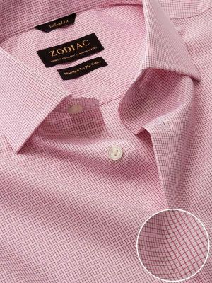 Novella Pink Check Full sleeve single cuff Tailored Fit Semi Formal Cotton Shirt