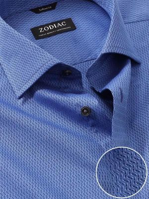Savuto Blue Solid Full sleeve single cuff Tailored Fit Semi Formal Dark Cotton Shirt