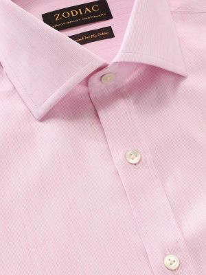 Vercelli Pink Striped Full sleeve single cuff Classic Fit Semi Formal Cotton Shirt