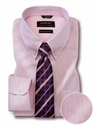 Vercelli Pink Striped Full sleeve single cuff Tailored Fit Semi Formal Cotton Shirt