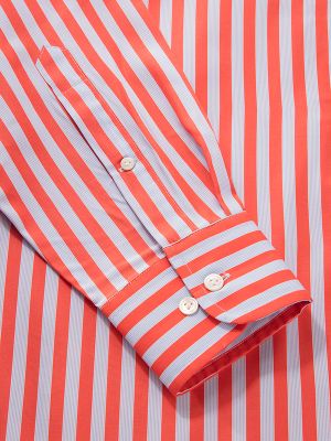 Vivace Red Striped Full Sleeve Classic Fit Semi Formal Cotton Shirt