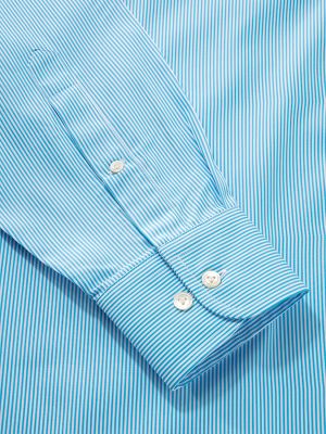 Vivace Turquoise Striped Full Sleeve Classic Fit Semi Formal Cotton Shirt