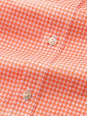 Vivace Orange Check Full sleeve single cuff Classic Fit Semi Formal Cotton Shirt