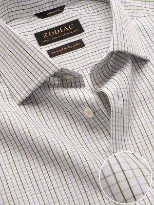Volterra Mint Check Full sleeve single cuff Tailored Fit Semi Formal Cotton Shirt