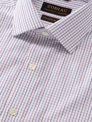 Volterra Pink Check Full sleeve single cuff Tailored Fit Semi Formal Cotton Shirt