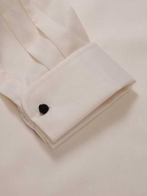 Antonello Cream Solid Full sleeve double cuff Classic Fit Classic Formal Cotton Shirt