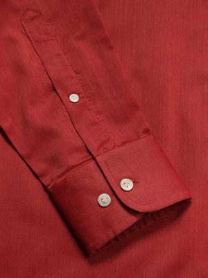 Fine Orange Solid Full sleeve single cuff Classic Fit Semi Formal Dark Cotton Shirt