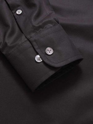 Fine Black Solid Full sleeve single cuff Classic Fit Semi Formal Dark Cotton Shirt