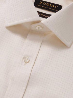 Ponte Cream Check Full sleeve double cuff Classic Fit Classic Formal Cotton Shirt