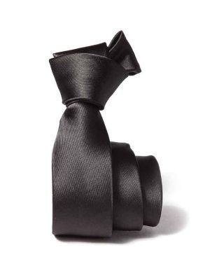 ZT-185 Solid Black Polyester Tie