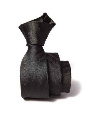 ZT-200 Structure Solid Black Polyester Tie