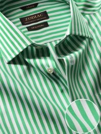 Buy Vivace Green Cotton Tailored Fit Formal Striped Shirt | Zodiac
