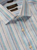 Buy Positano Blue Striped Full Sleeve Single Cuff Classic Fit Semi ...
