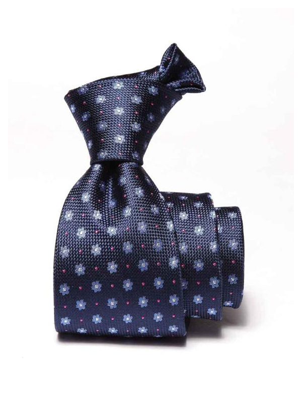 Florentine Slim Minimal Navy Silk Tie