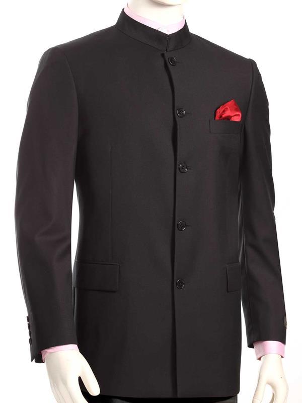Biella Solid Black Tailored Fit Wool Jodhpuri