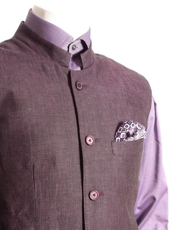 Positano Solid Lilac Tailored Fit Linen Jodhpuri