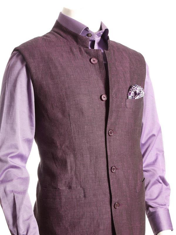 Positano Solid Lilac Tailored Fit Linen Jodhpuri