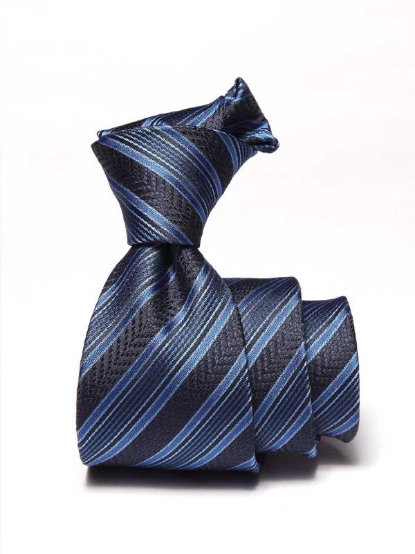 Kingsford Slim Striped Navy Polyester Tie