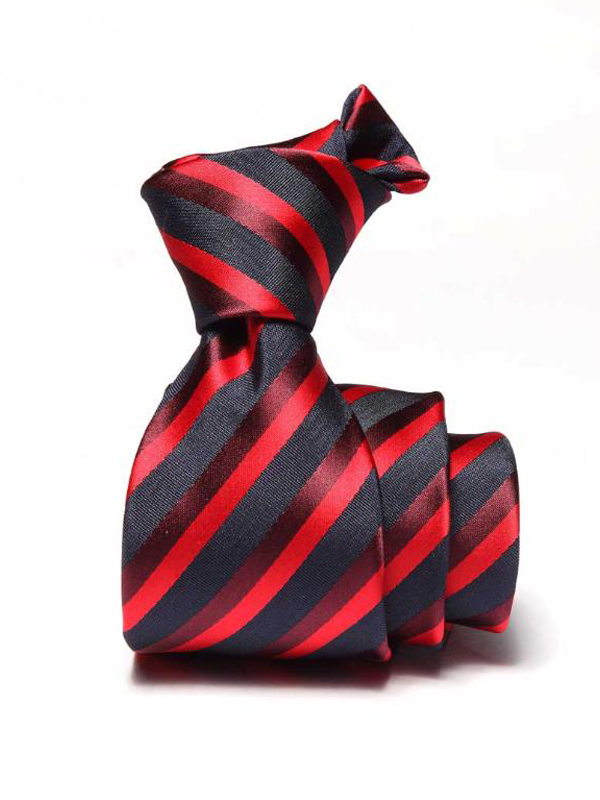 Kingsford Slim Striped Dark Red Polyester Tie