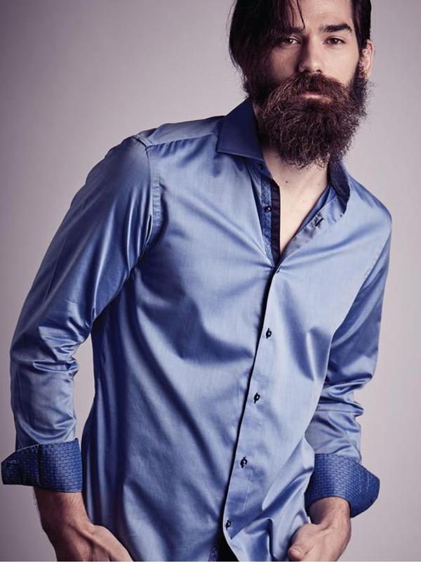 Lavo Blue Solid  Slim Fit  Cotton Shirt