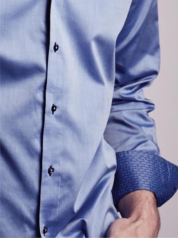 Lavo Blue Solid  Slim Fit  Cotton Shirt