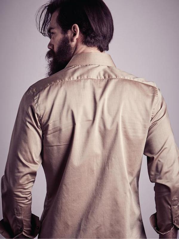 Lavo Camel Solid  Slim Fit  Cotton Shirt