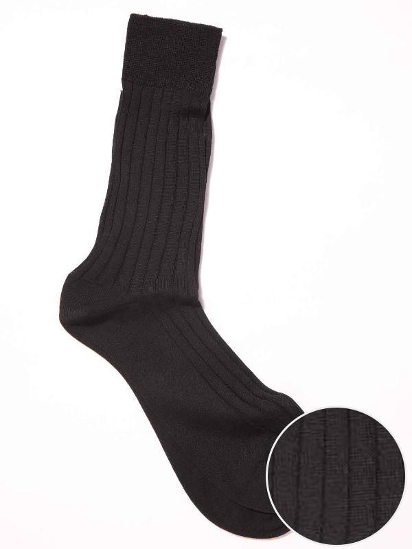 Rib Black  Cotton Socks