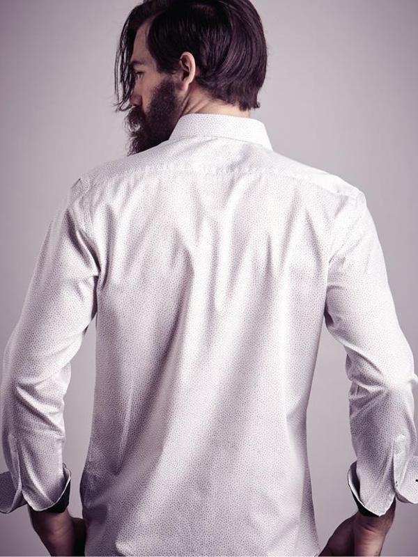 Pacha White Printed  Slim Fit  Blended Shirt