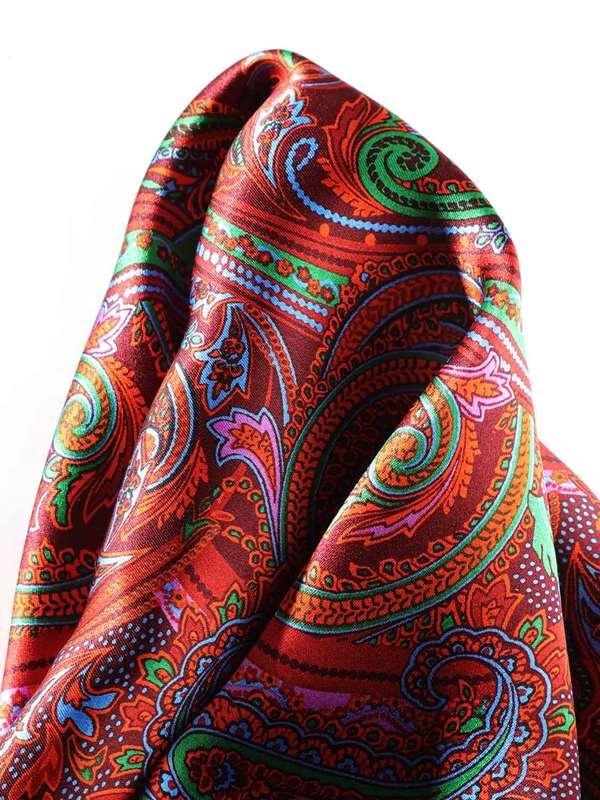 Silk Paisley Red and Maroon Pochette