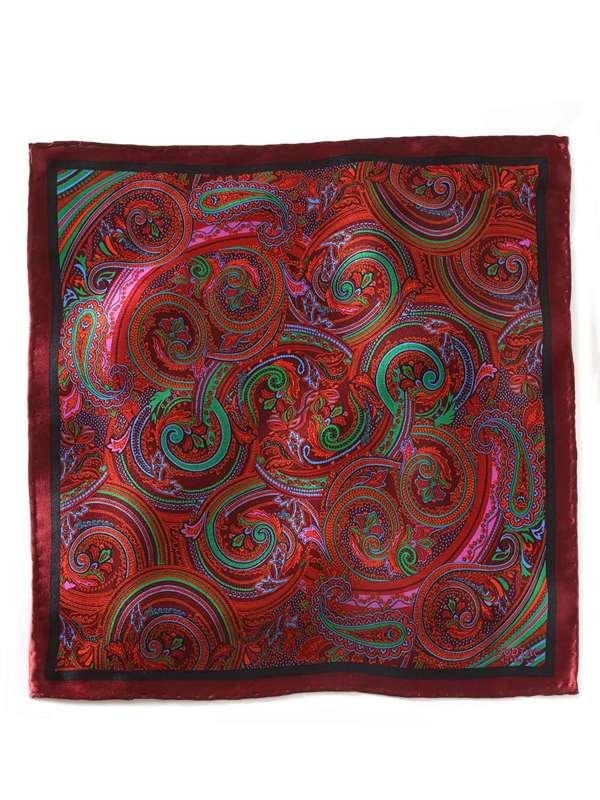 Silk Paisley Red and Maroon Pochette