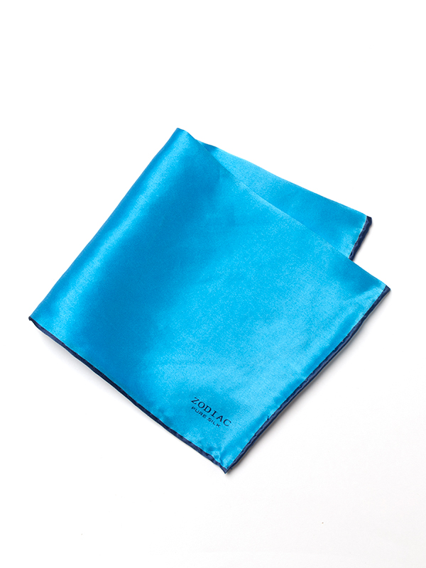 Silk Solid Turquoise And Navy Pochette